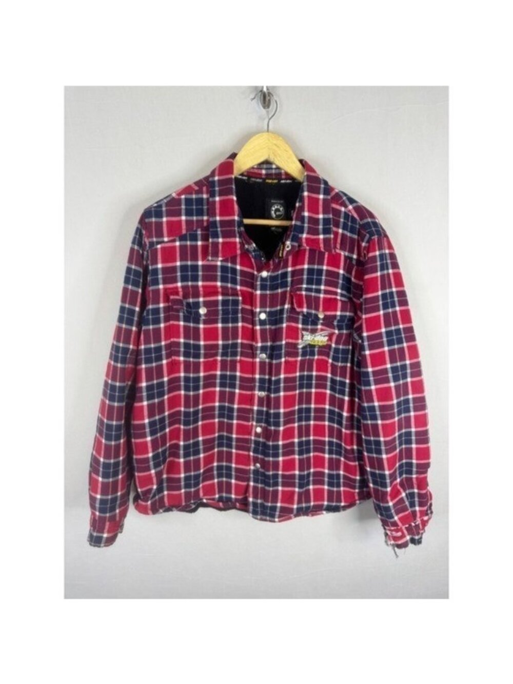 Ski-Doo Team BRP Mens Plaid Fleece Lined Flannel Shirt Jacket Red Navy XL